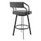 Armen Living Capri 26" Swivel Modern Black Metal and Slate Gray Faux Leather Bar and Counter Stool LCCPBABLSG26 - alternate 2